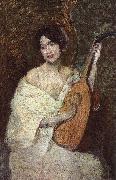 Alden J Weir Lady with a Mandolin Germany oil painting artist